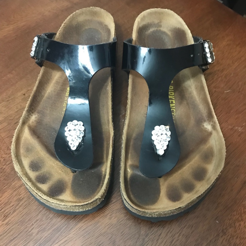 Birkenstock Gizeh (Black with Swarovski Crystals)